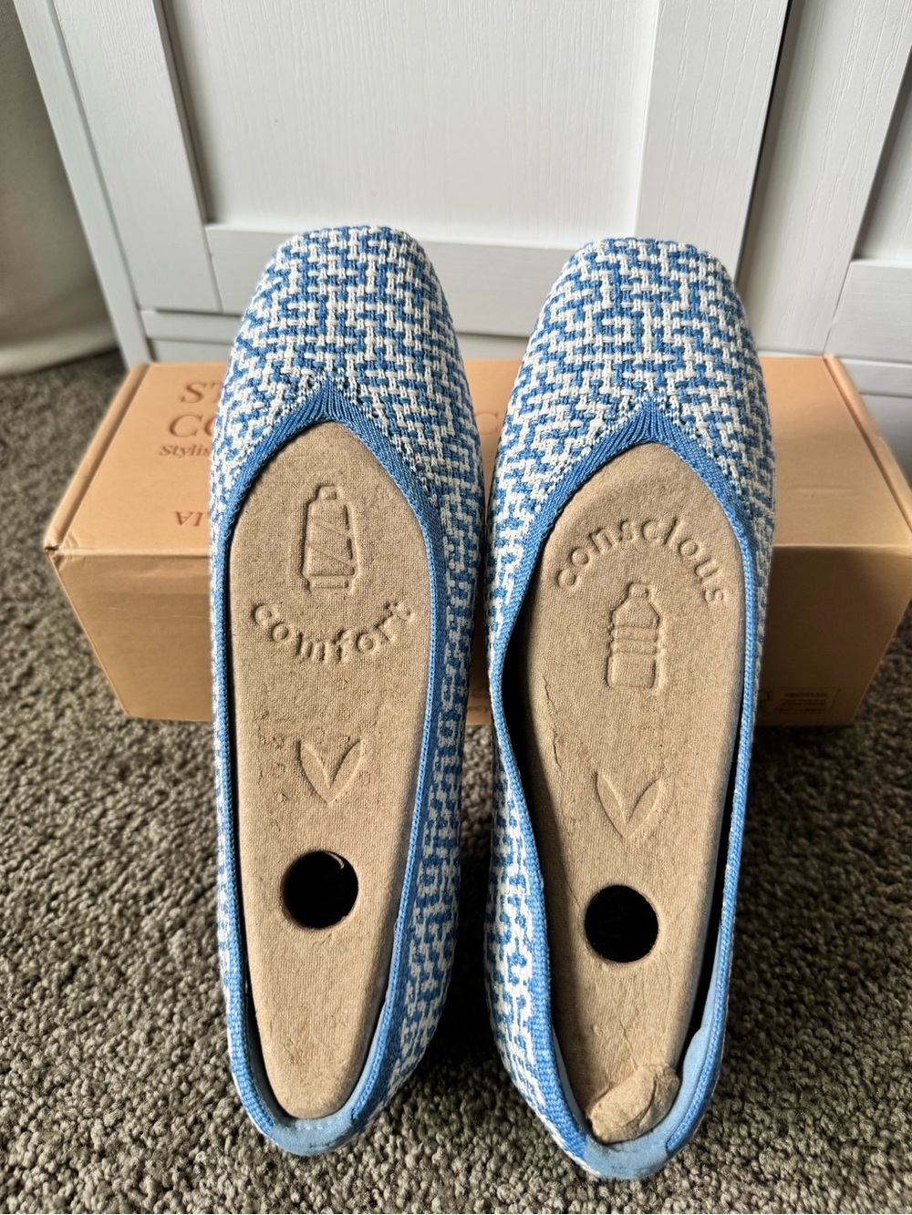 Conscious Comfort Blue & White Tweed Slip-On Flats